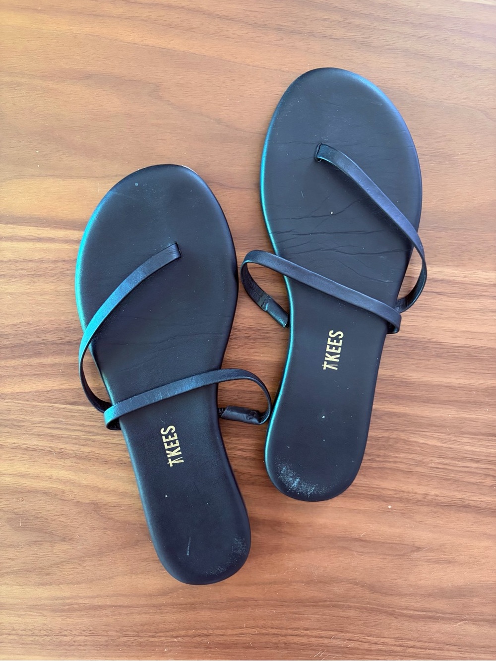 TKEES Sarit Black Leather Sandals
